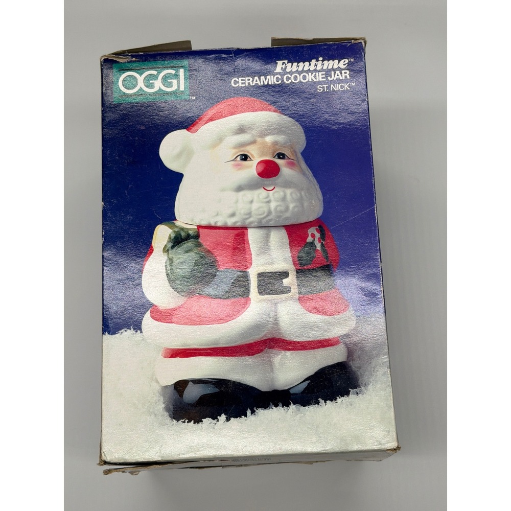 OGGI Funtime Ceramic Cookie‎ Jar St Nick Santa Claus Christmas Holiday